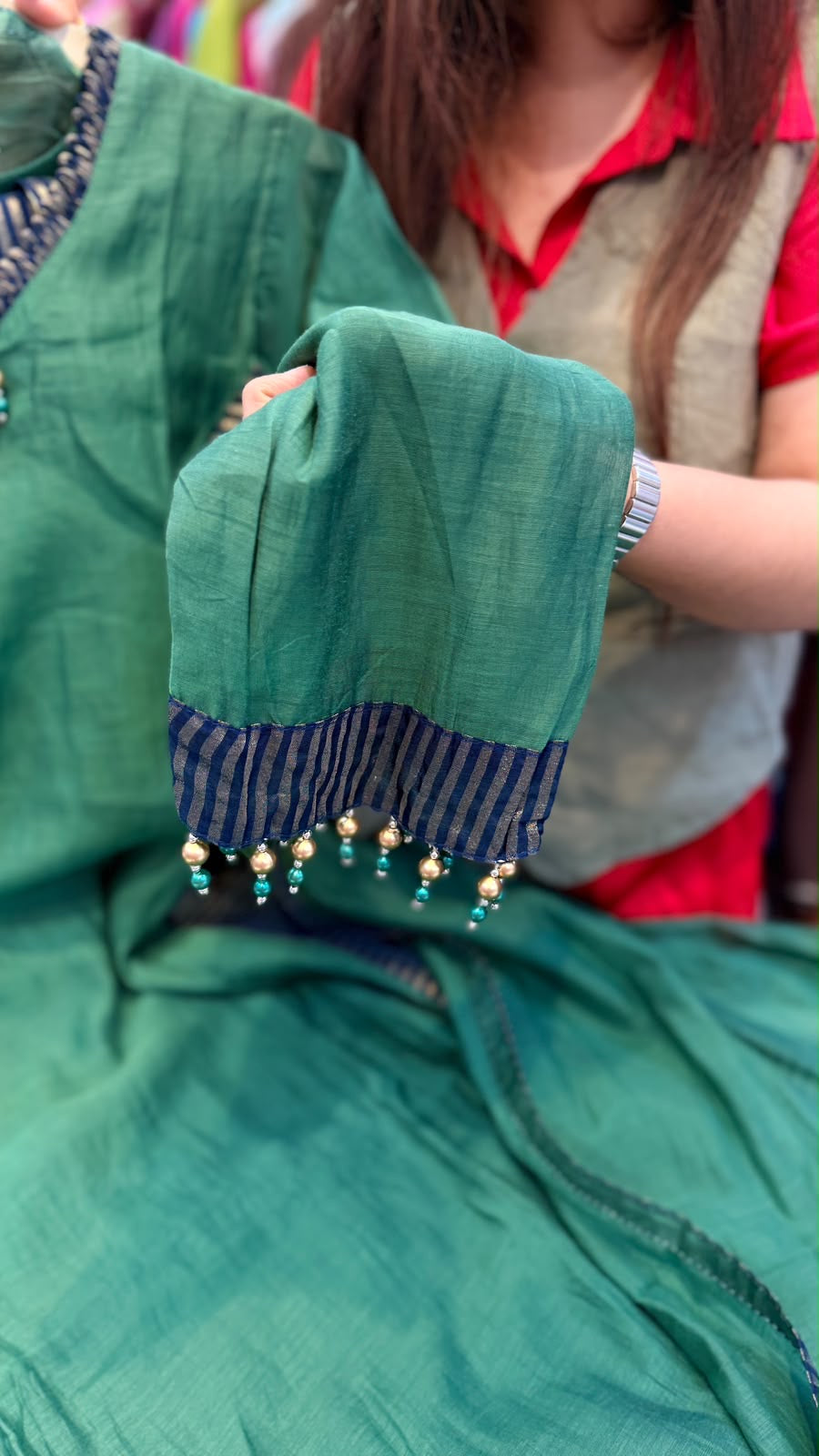 Contrast in Motion – Mul Chanderi Suit Set ⭐
