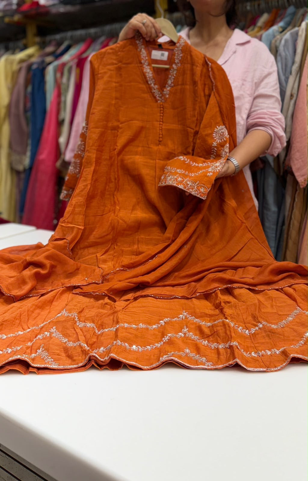 Celadon Constellation Mul Chanderi Suit Set