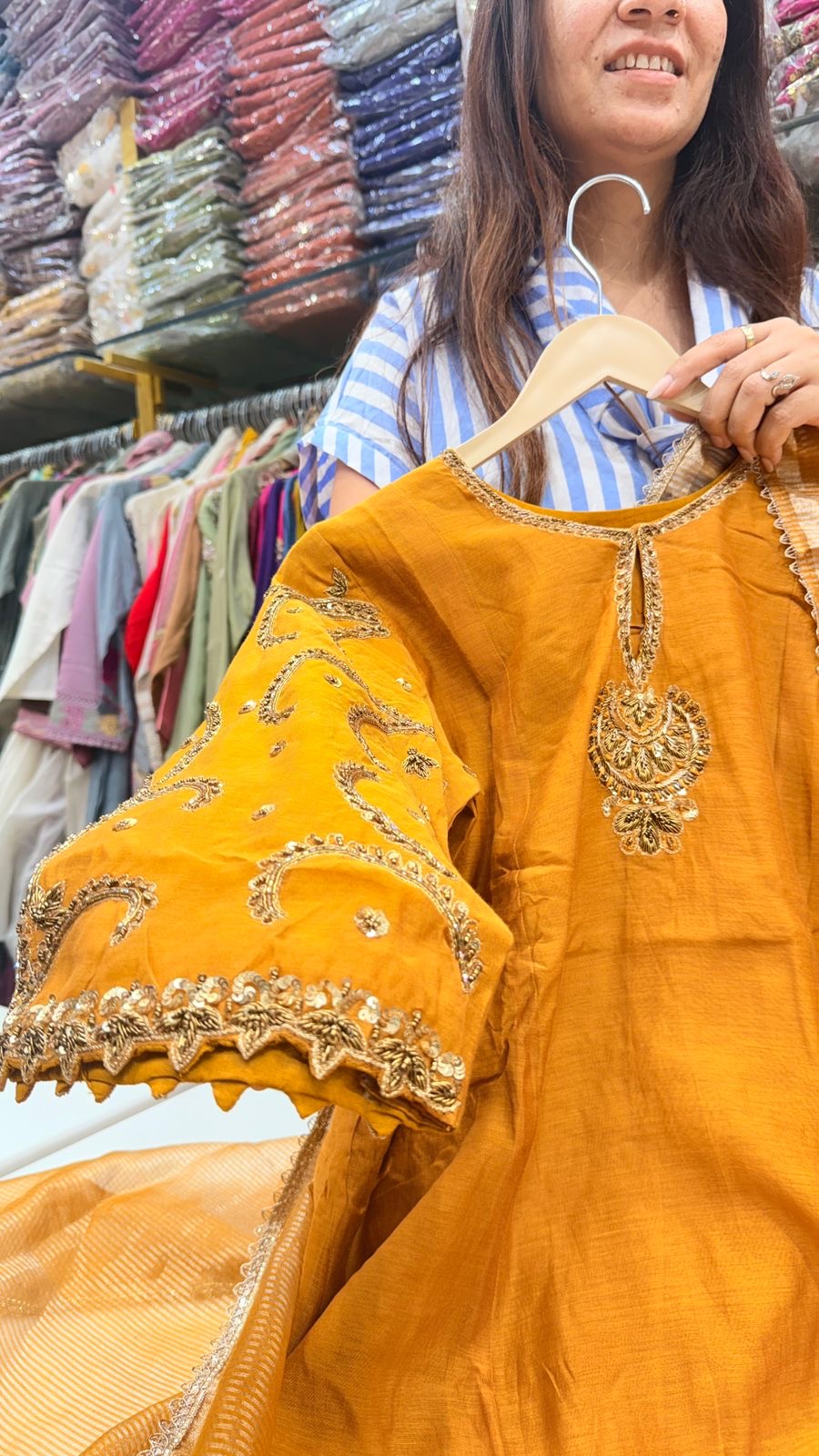 Noor in Three Tones —     Chocolate , Emerald & Mustard