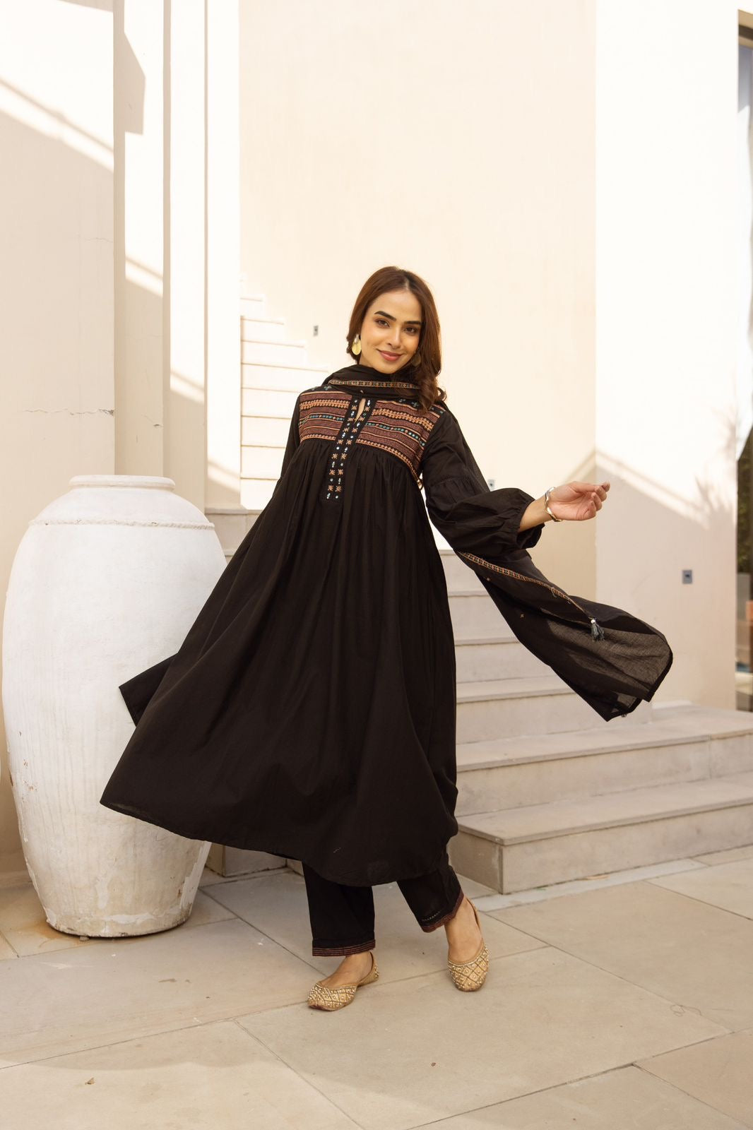 Midnight Zoya Embroidered Suit Set