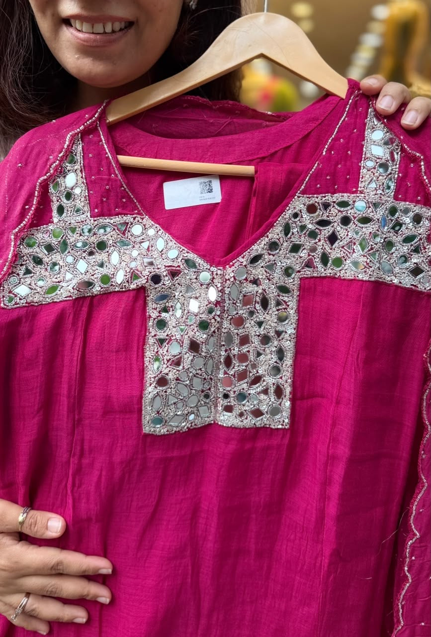 Azure Heirloom Mirror Mul Chanderi Suit