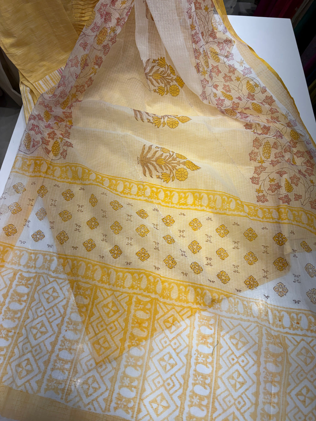 The Pleated Poetry – Handloom Suit Set with Kota Dupatta