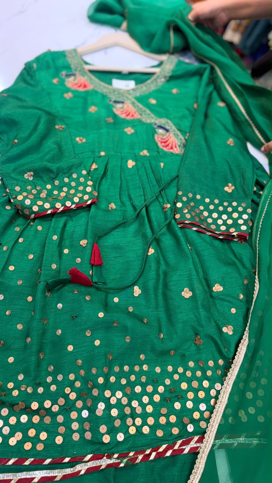 The Peacock Waltz – Festive Angrakha Palazzo Set✨