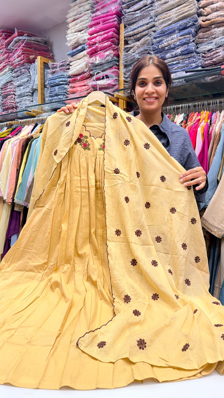 Butter Yellow Embroidered Suit Set
