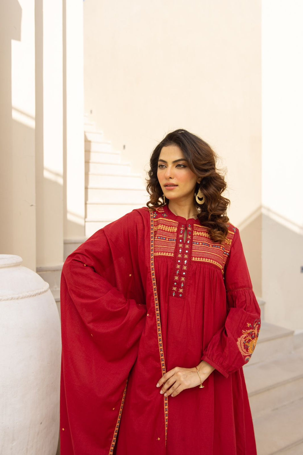 Crimson Noor Embroidered Suit Set