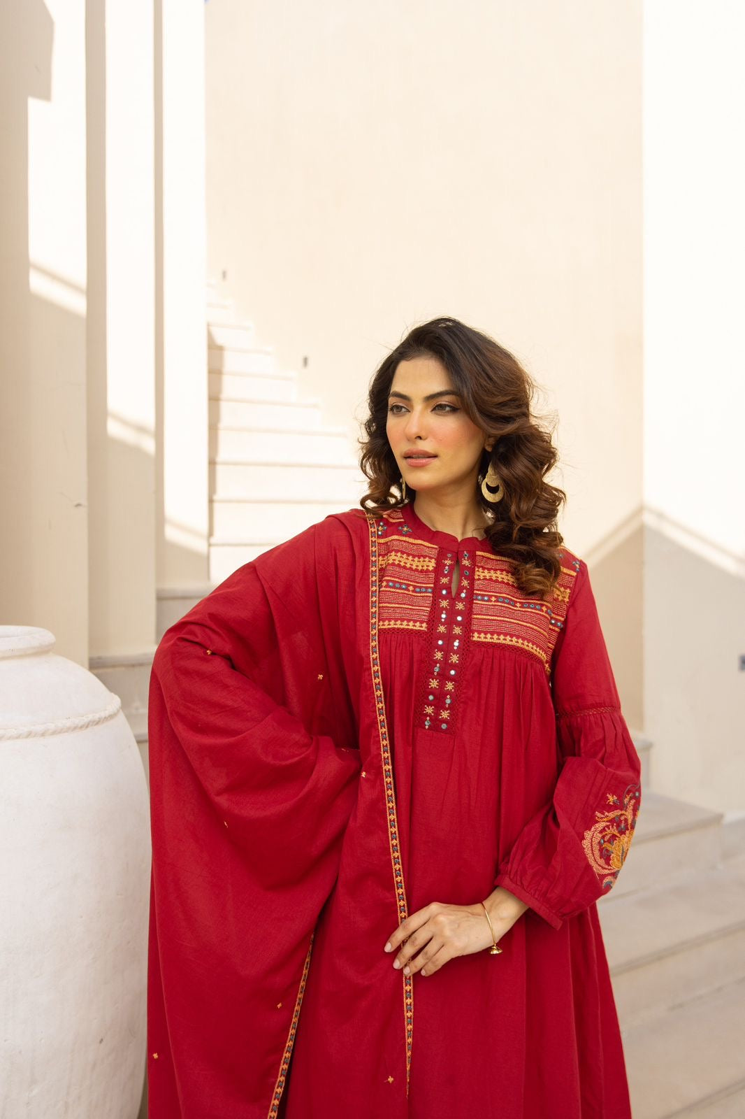 Crimson Noor Embroidered Suit Set