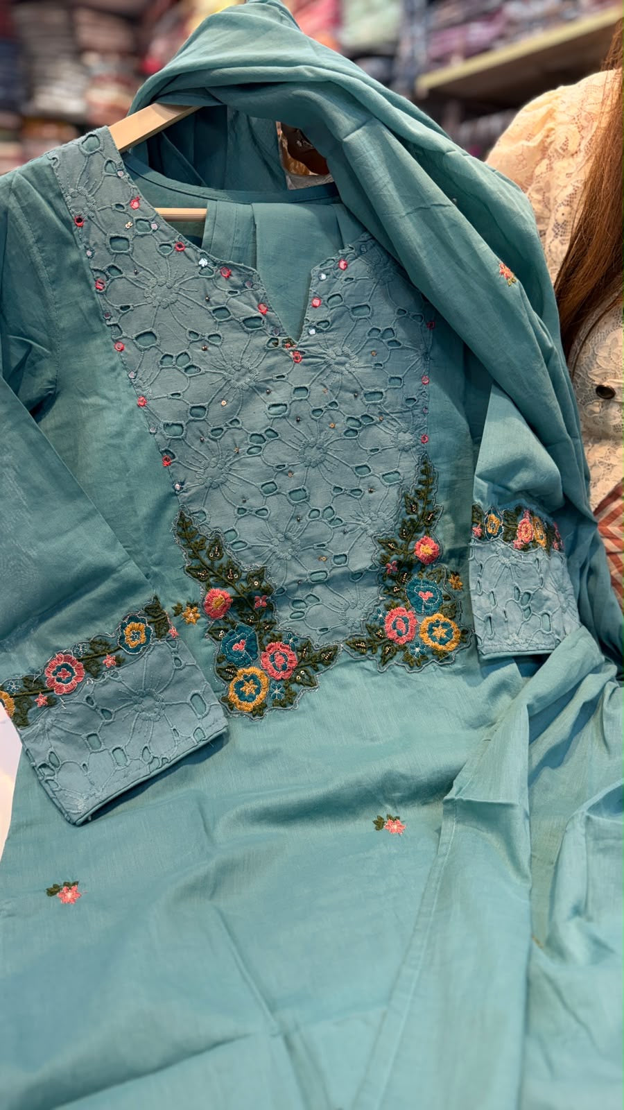 Floral Cutwork Embroidered Suit Set
