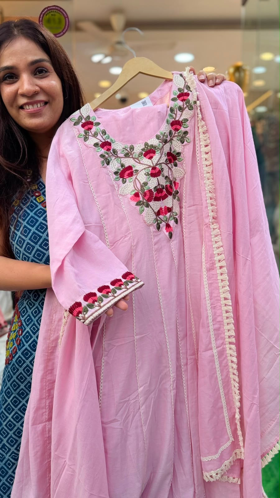 Rosé Bloom Mul Chanderi Trilogy