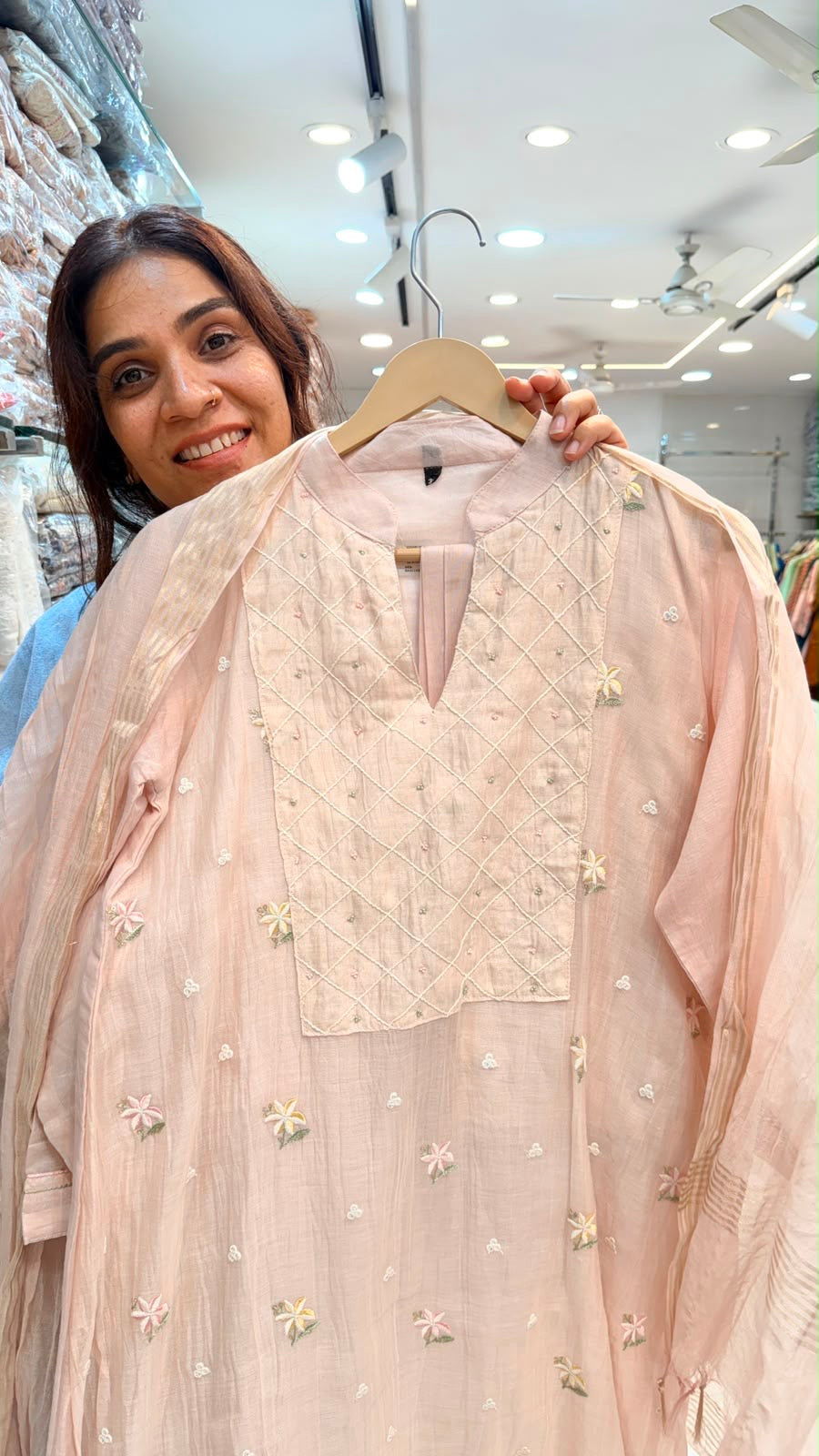 Blush Petaline Mul Chanderi Suit Set