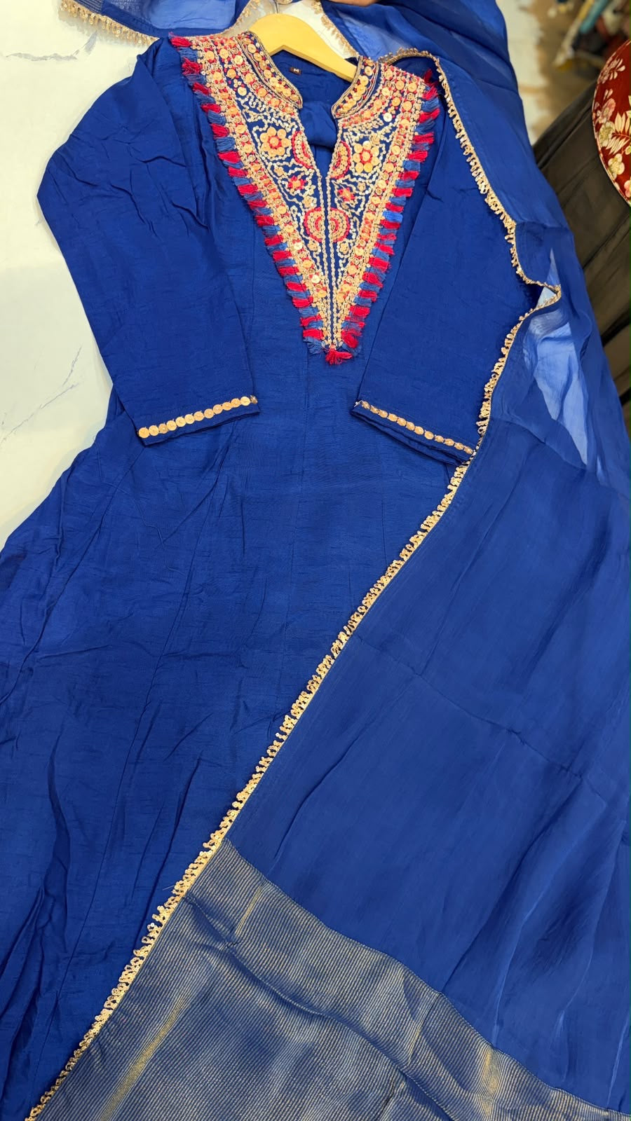 The Colour Contrast Affair – Embroidered Festive Suit Set