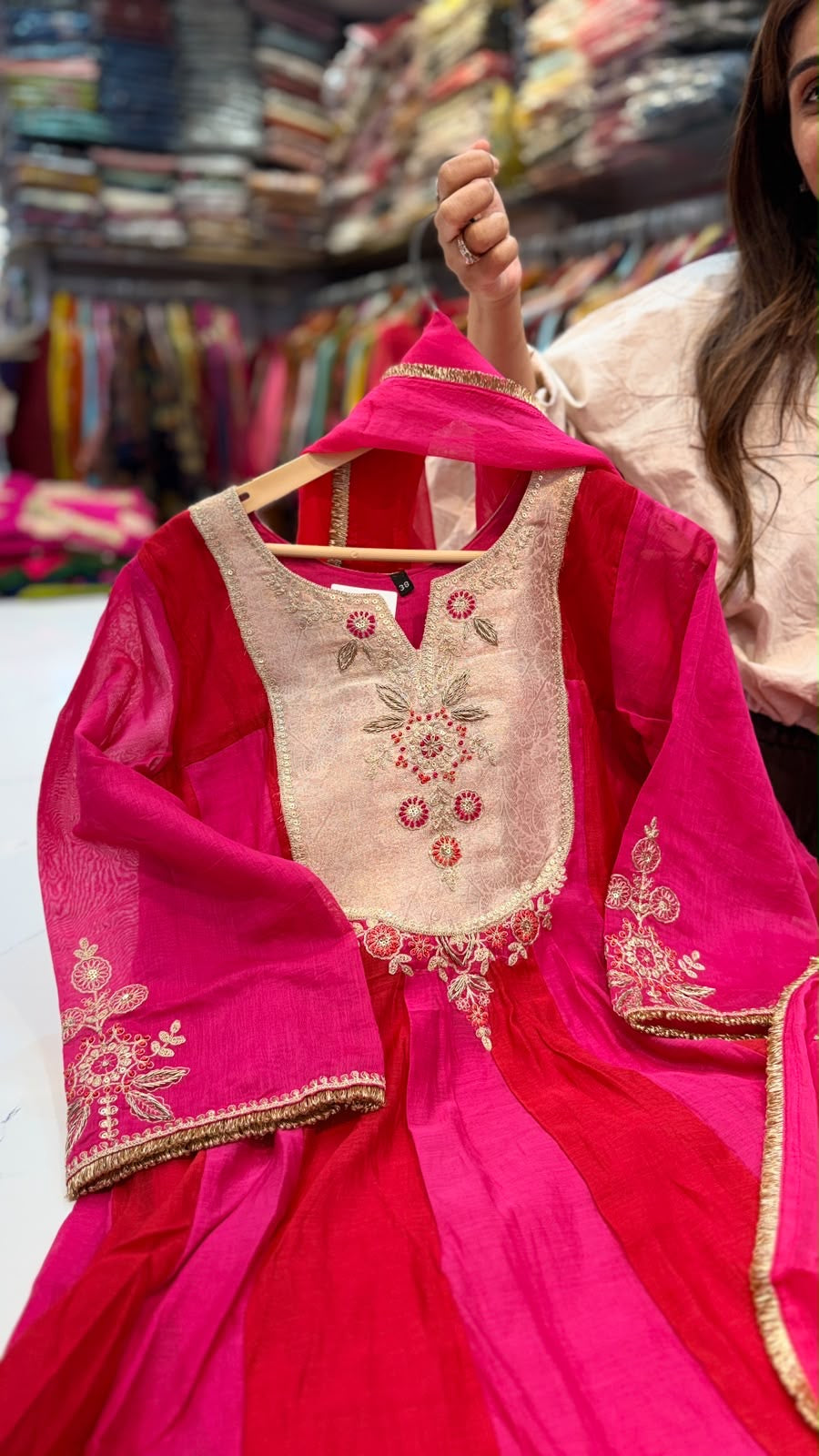 A Love Letter in Fuchsia – Luxury Anarkali Style Suit Set ✨