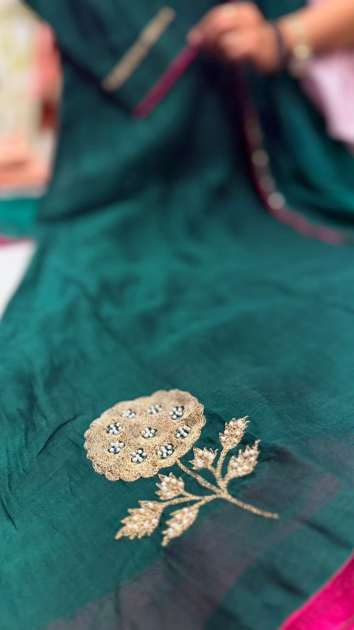 Emerald & Mocha Mul Chanderi Grace Set