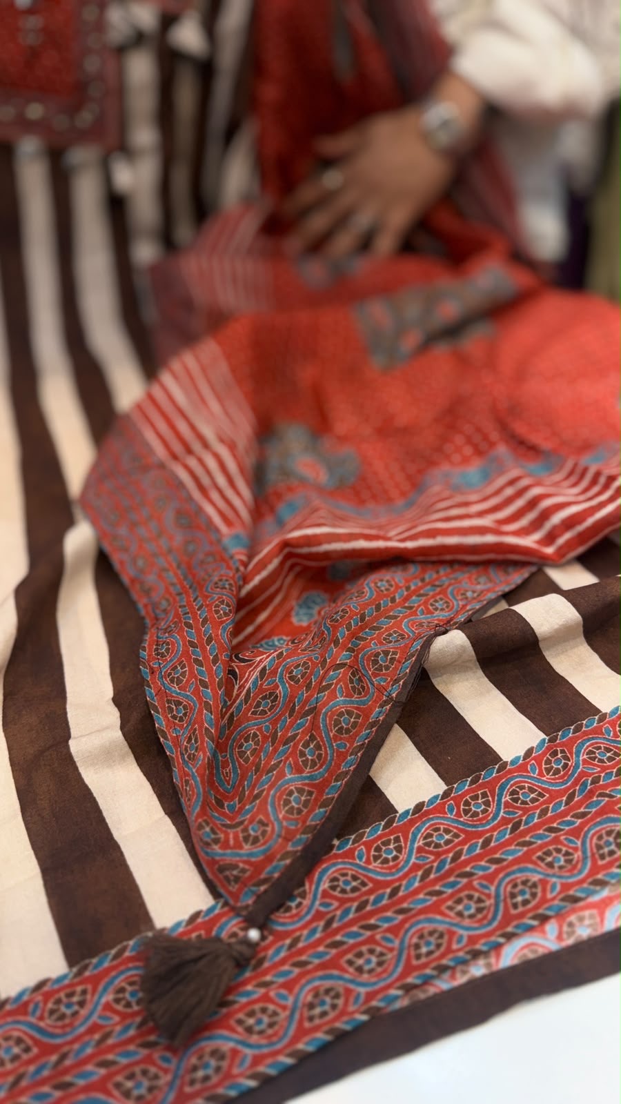 When Stripes Met Ajrakh – Printed Suit Set