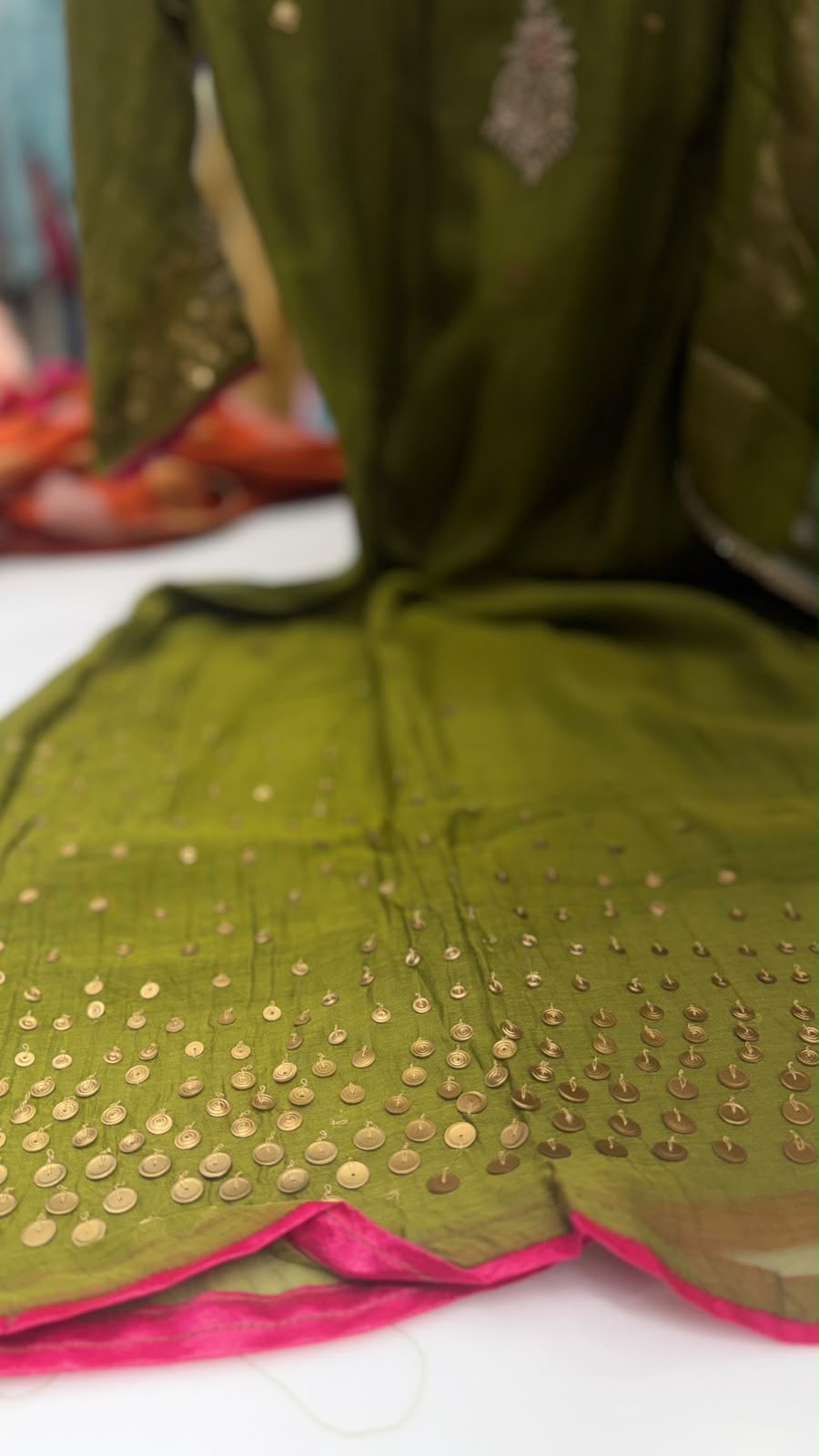 Olive Ember Mul Chanderi Suit Set