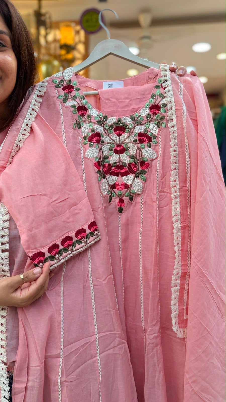 Rosé Bloom Mul Chanderi Trilogy