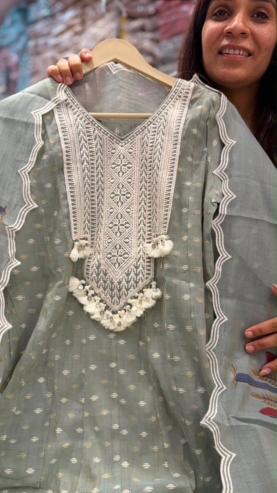 Sage Mehfil Mul Chanderi Set