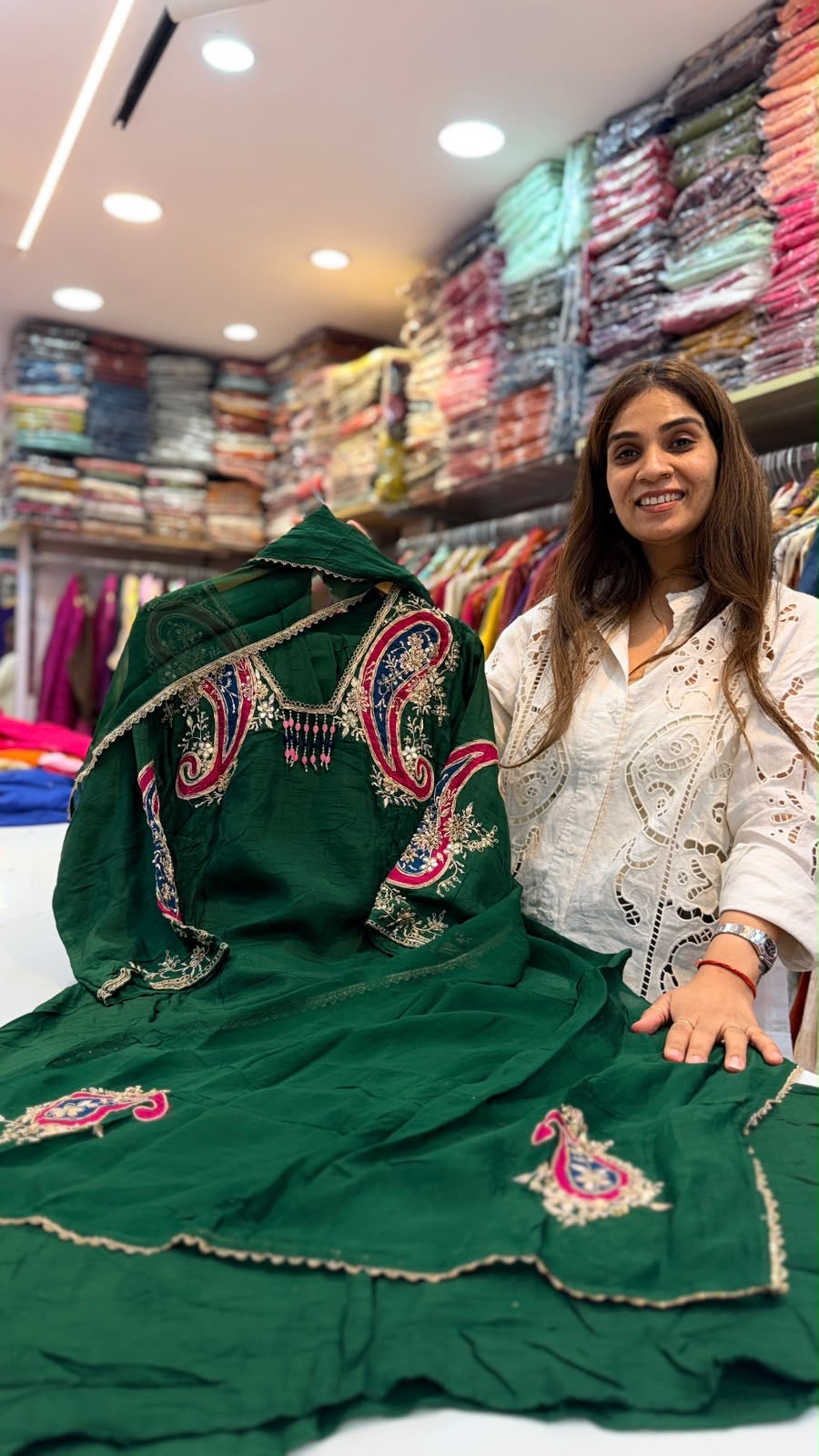 Emerald Paisley Affair – Luxury Embroidered Suit Set