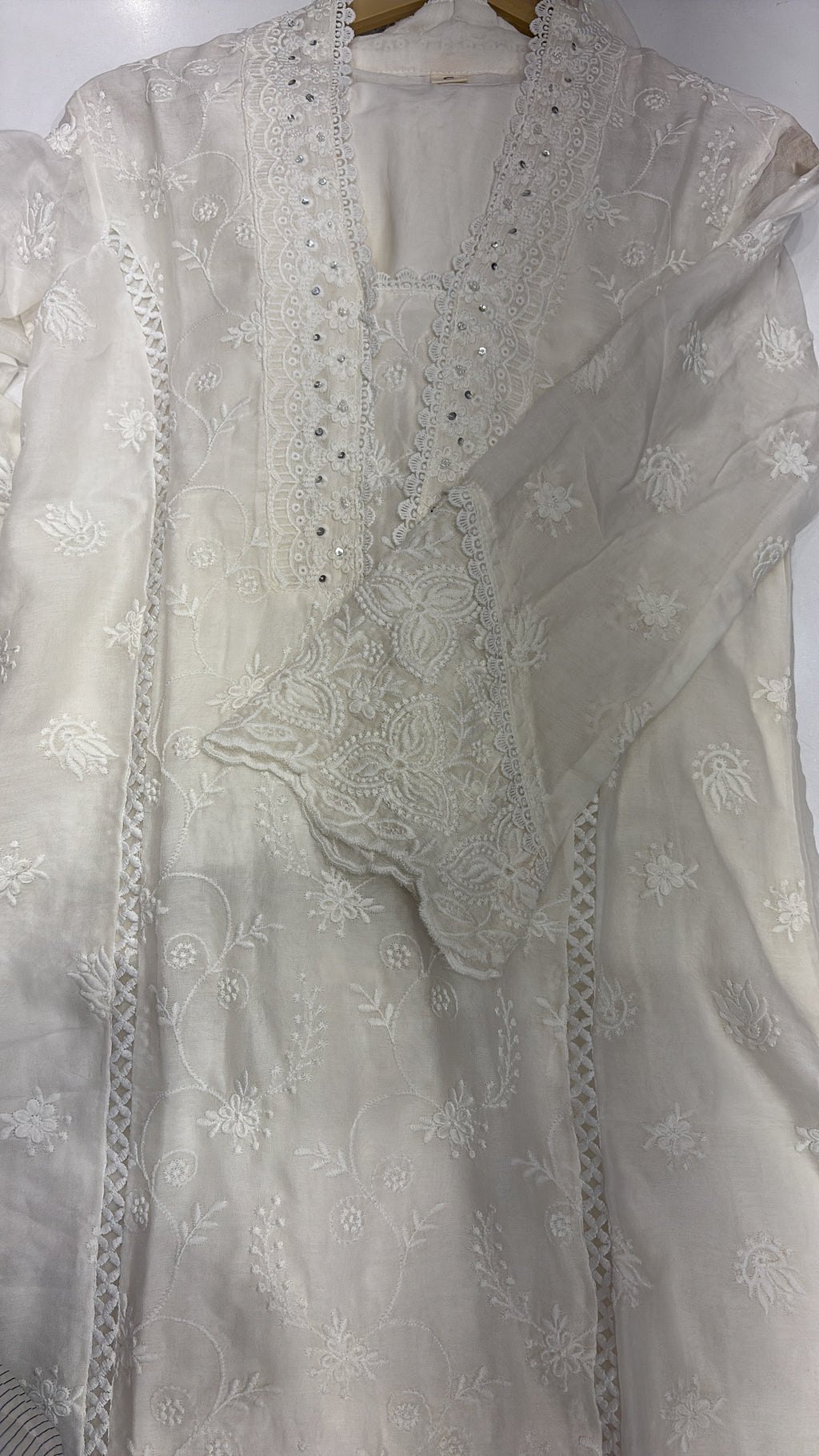 Quietly in White – Chikankari Straight Suit Set