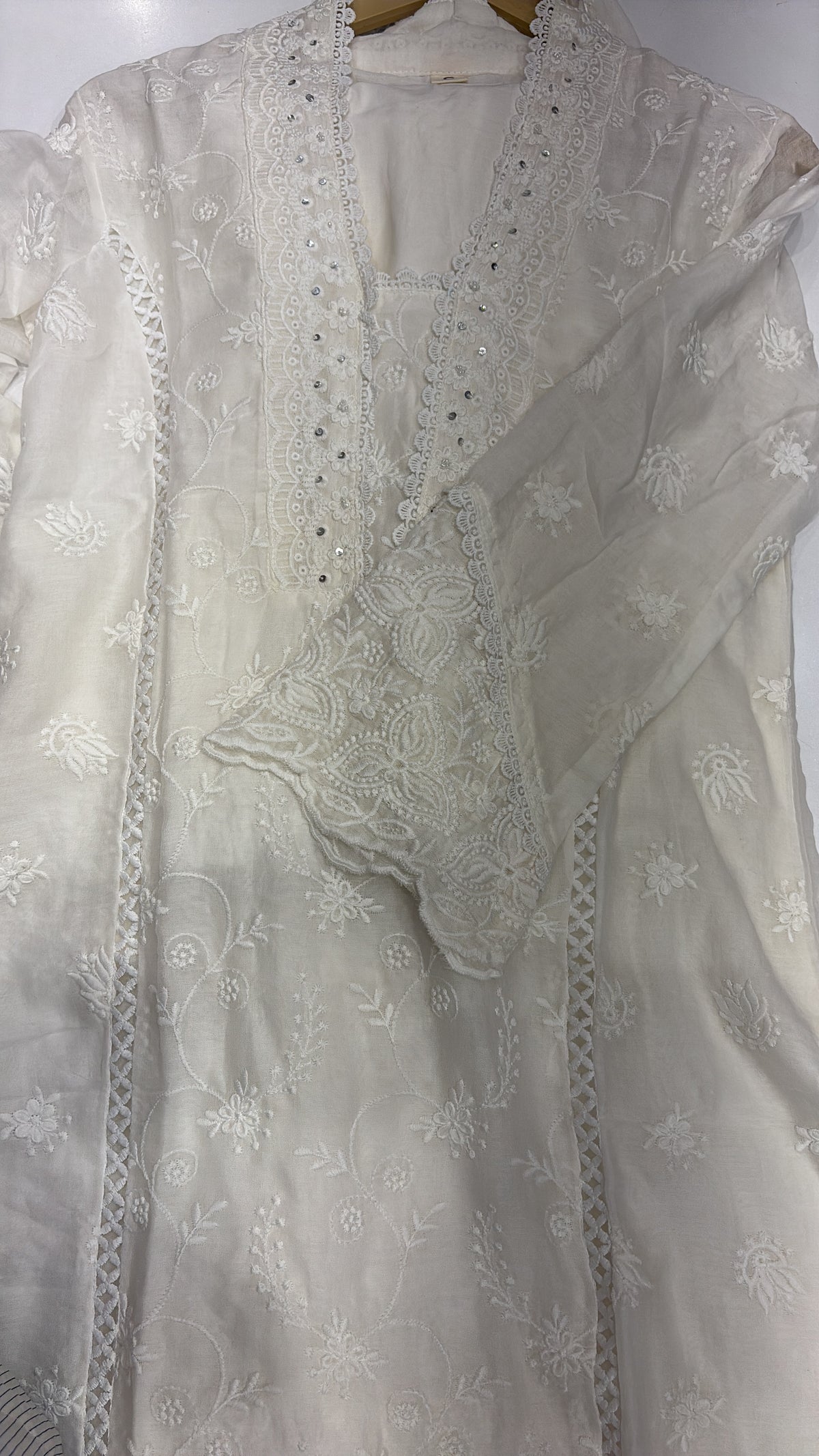 Quietly in White – Chikankari Straight Suit Set