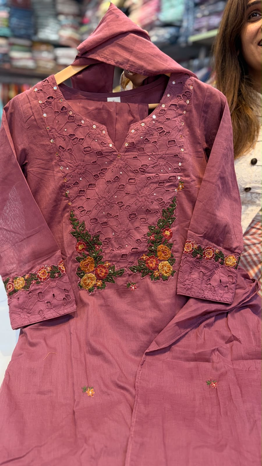 Floral Cutwork Embroidered Suit Set