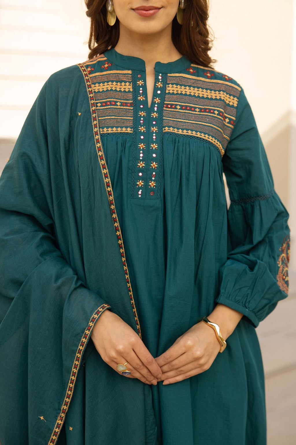 Emerald Grace Embroidered Suit Set