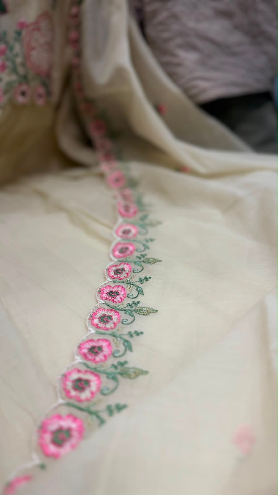 The Ivory Rose Berry Mul Chanderi
