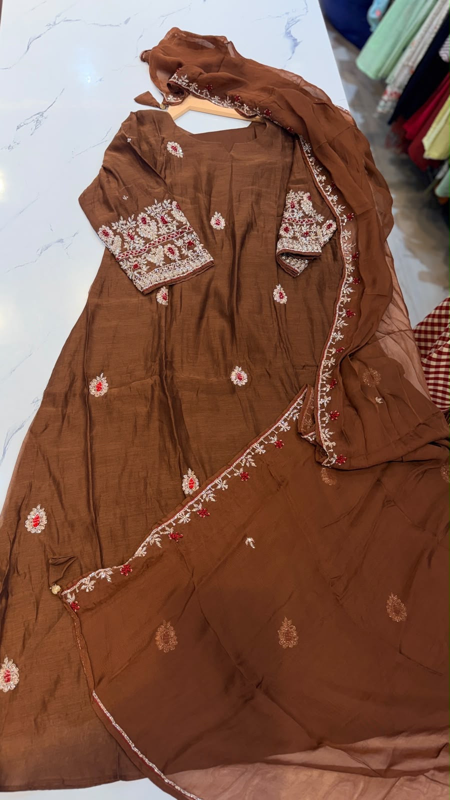 A Little Sparkle, A Lot of Charm – Embroidered Mul Chanderi Set ✨