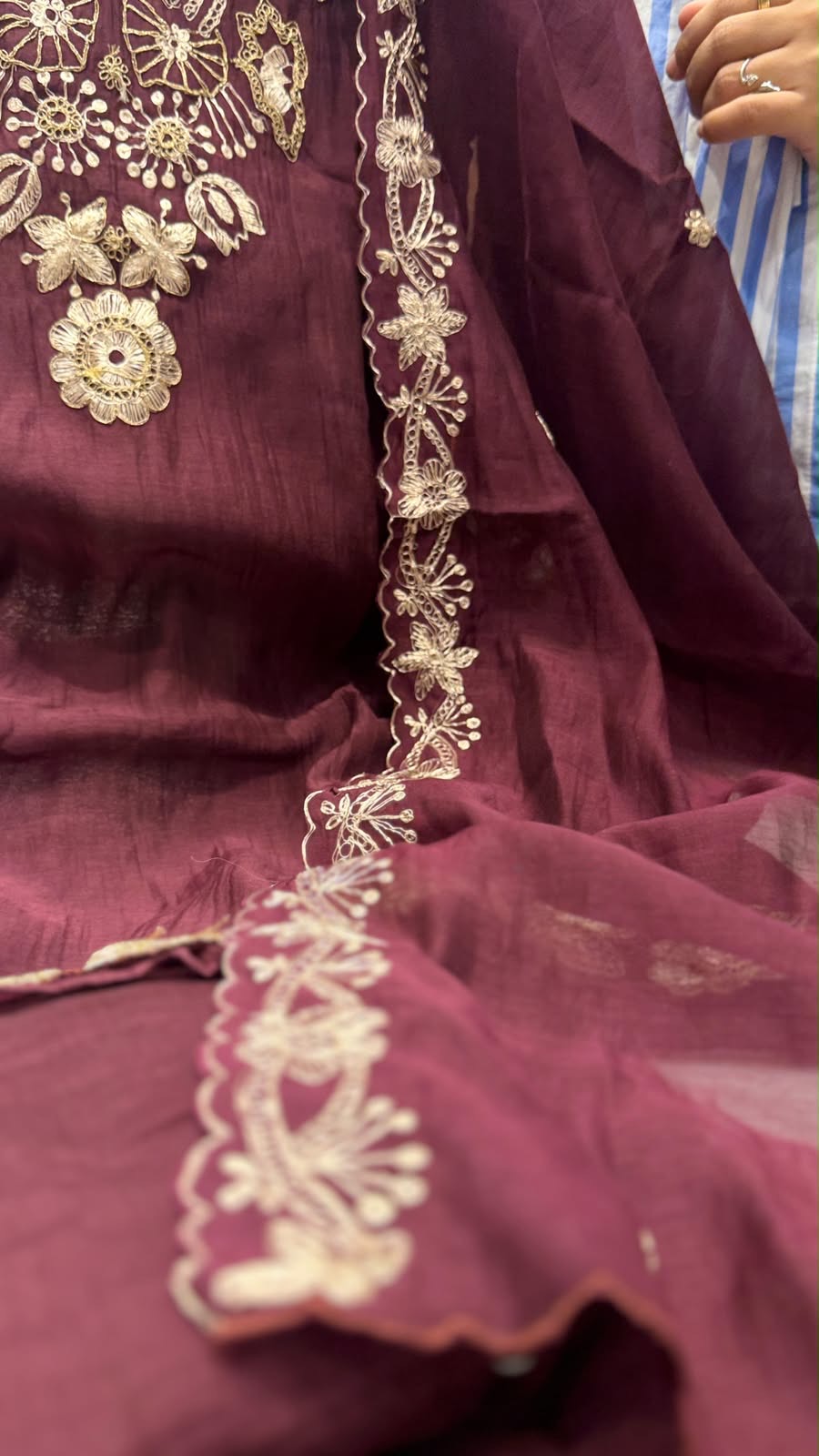 The Burgundy Heirloom— Mul Chanderi Royale