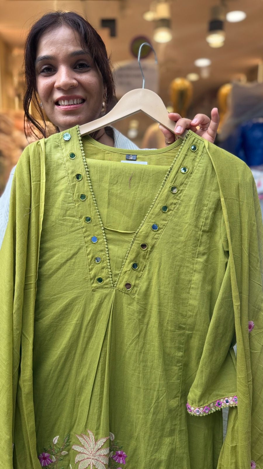 Palm Garden Embroidered Cotton Suit Set