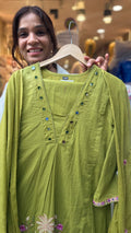 Palm Garden Embroidered Cotton Suit Set