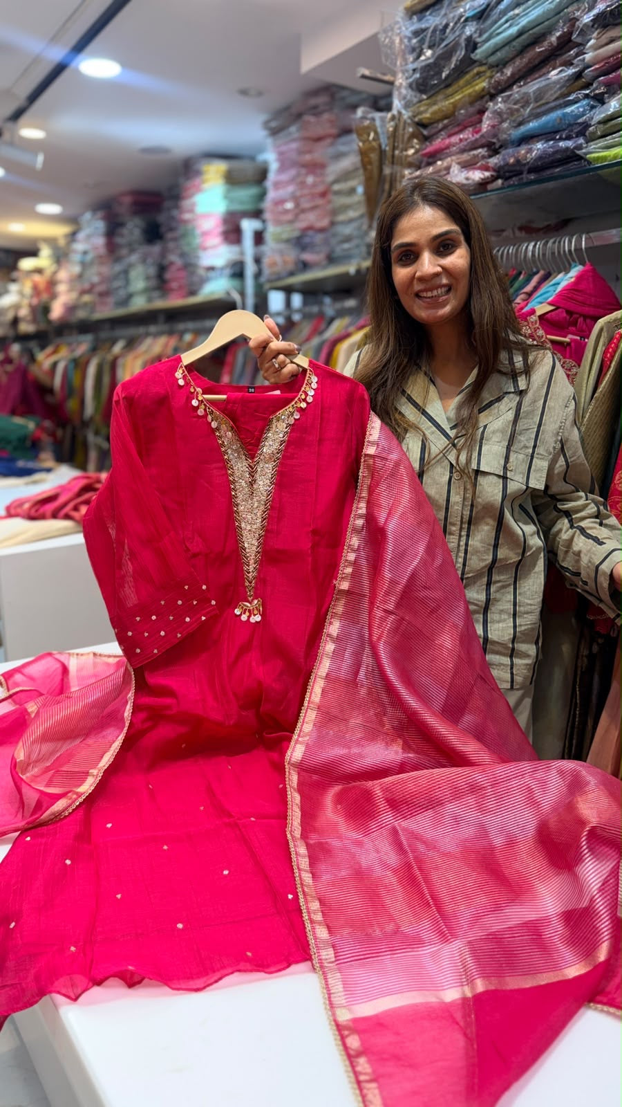 Dipped in Radiance – Mul Chanderi Suit Set