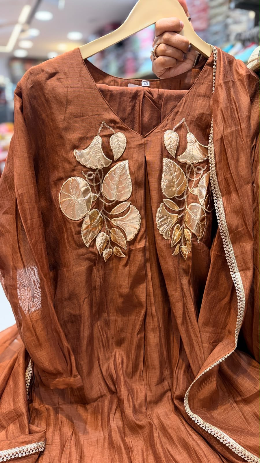 Botanical in Metallic – Mul Chanderi Suit Set