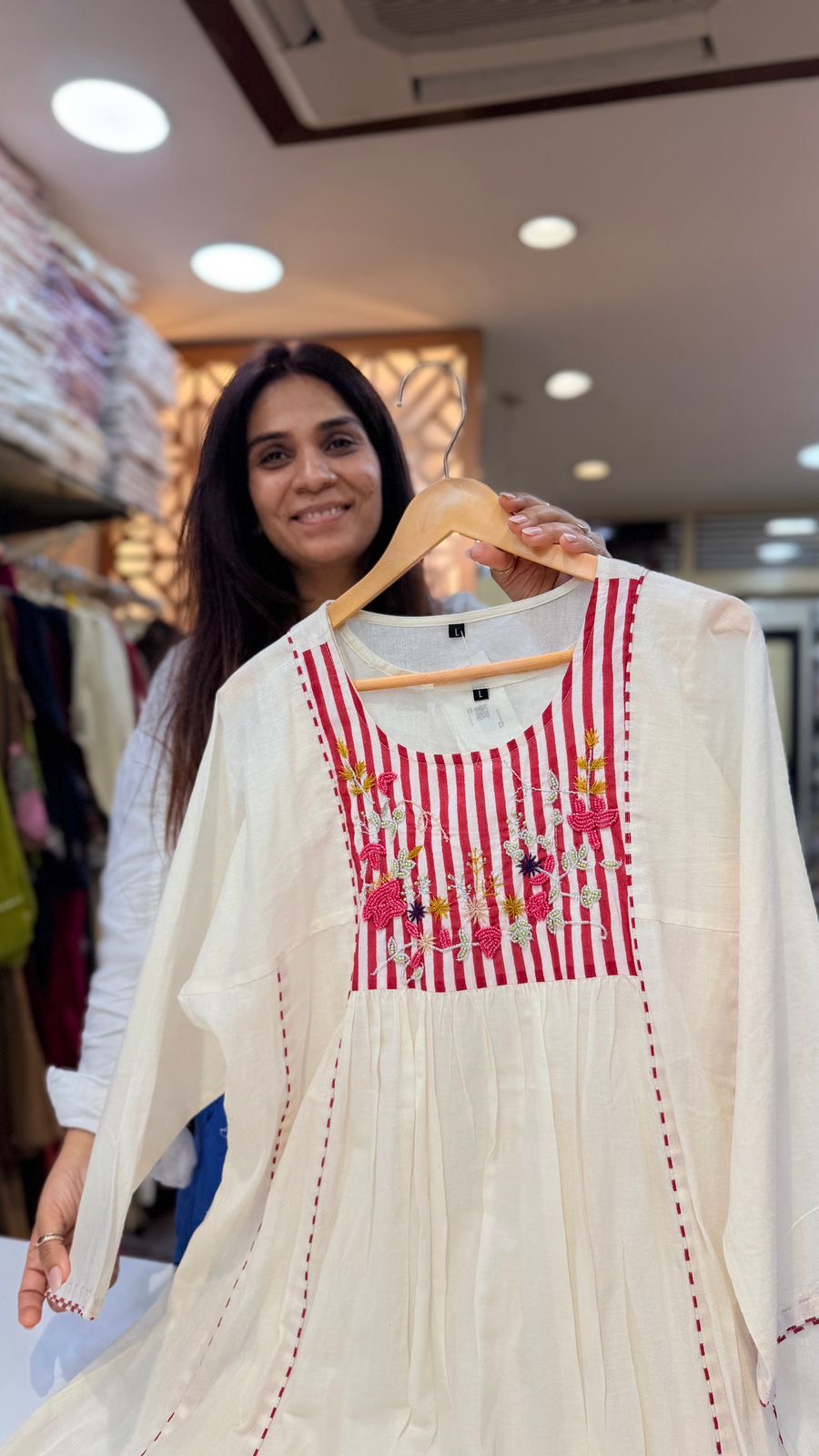 Blush Striped Bloom Kurta Set