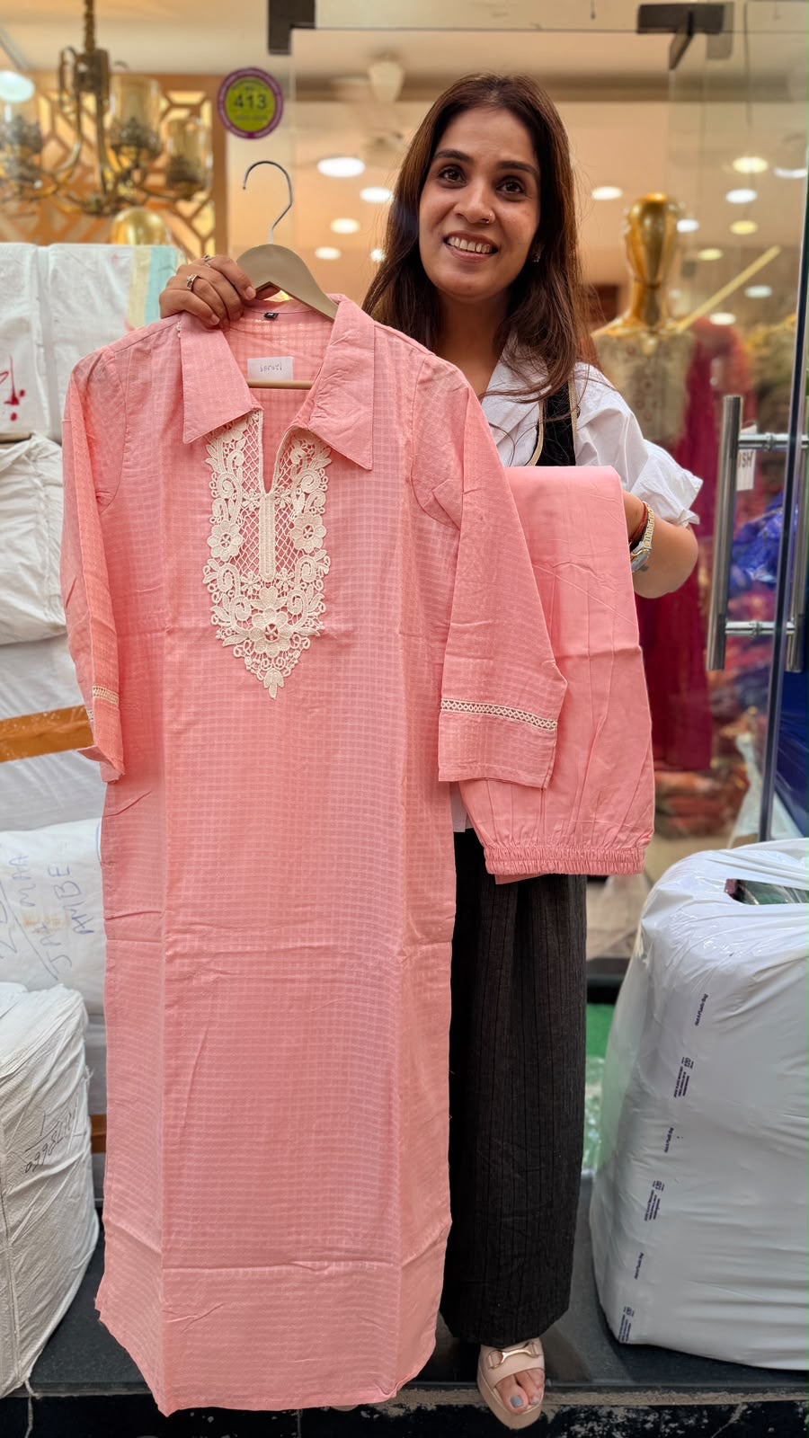 Pastel Poetry – Textured Cotton Suit Set ✨