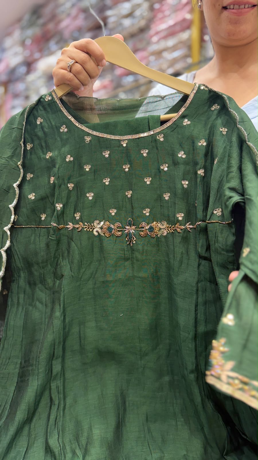 Moss & Mocha Heirloom – Mul Chanderi Suit Set
