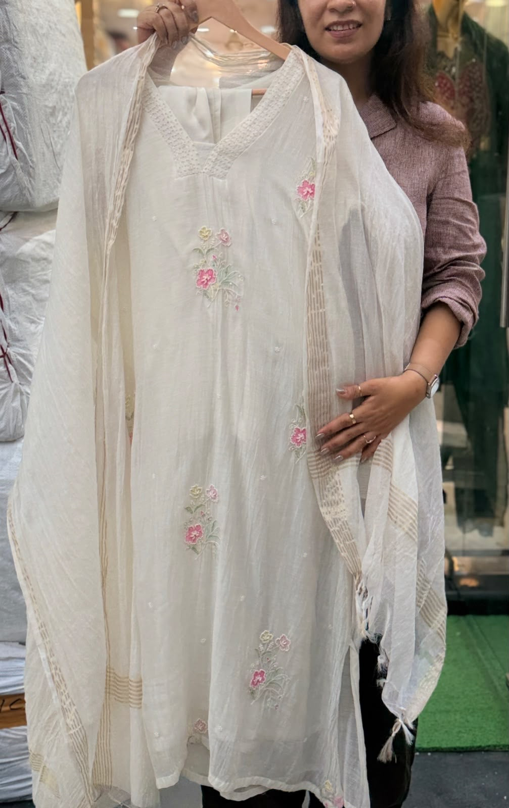 Flowers, Barely There – Mul Chanderi Suit Set