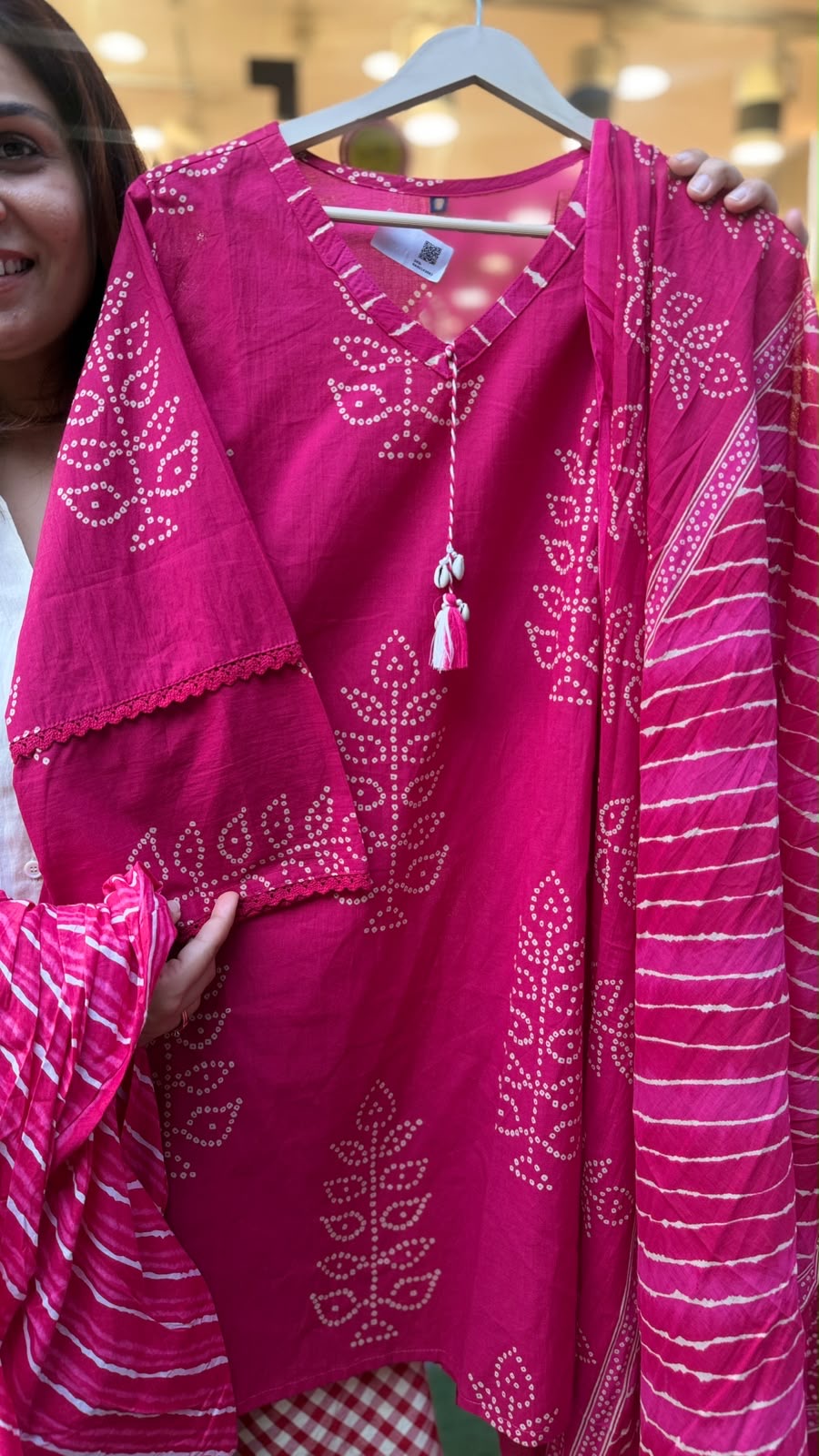 Rouge Monsoon Cotton Leheriya Suit Set