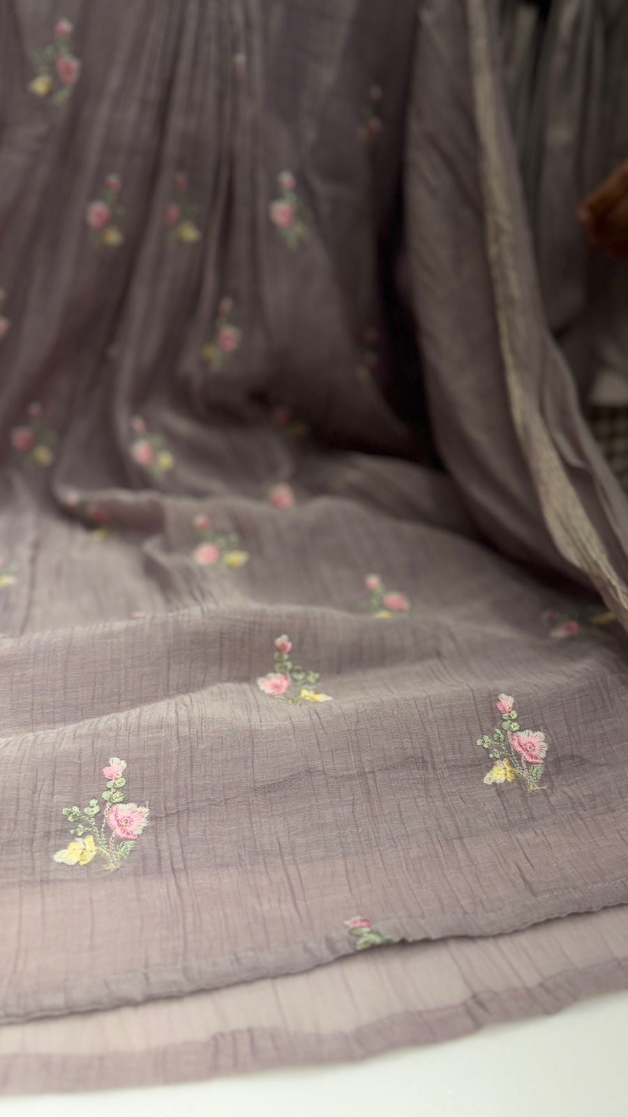 Misted Rose Mul Chanderi Suit Set