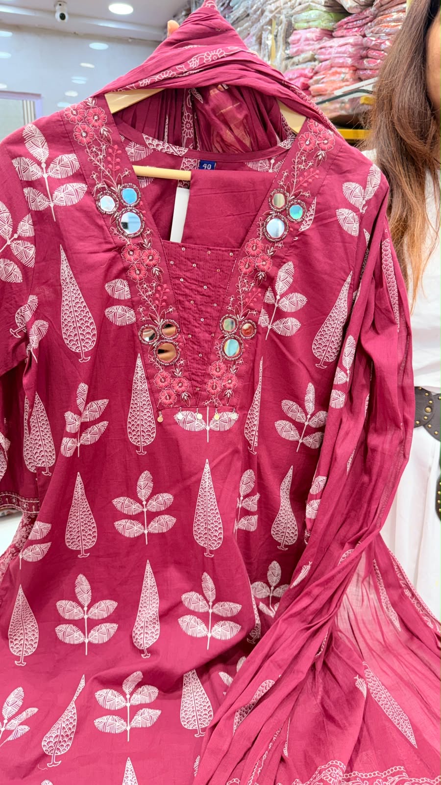 Fuchsia Noor Mirrorwork Suit Set
