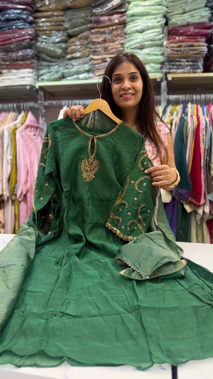 Noor Luxe Mul Chanderi Suit Set