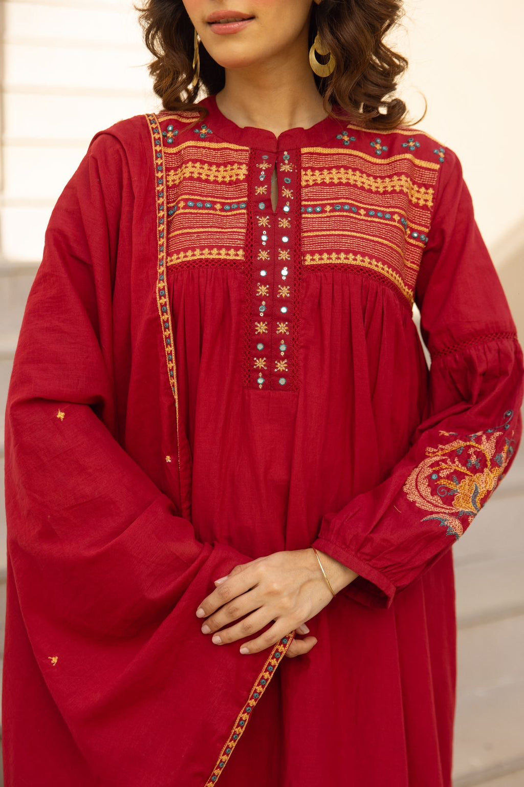 Crimson Noor Embroidered Suit Set