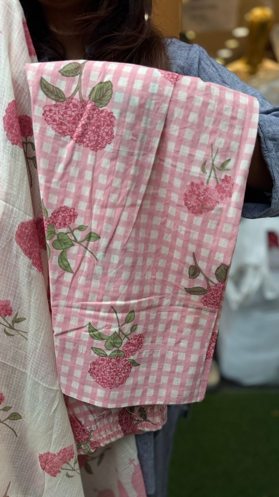 Hydrangea Check Farsi Suit Set