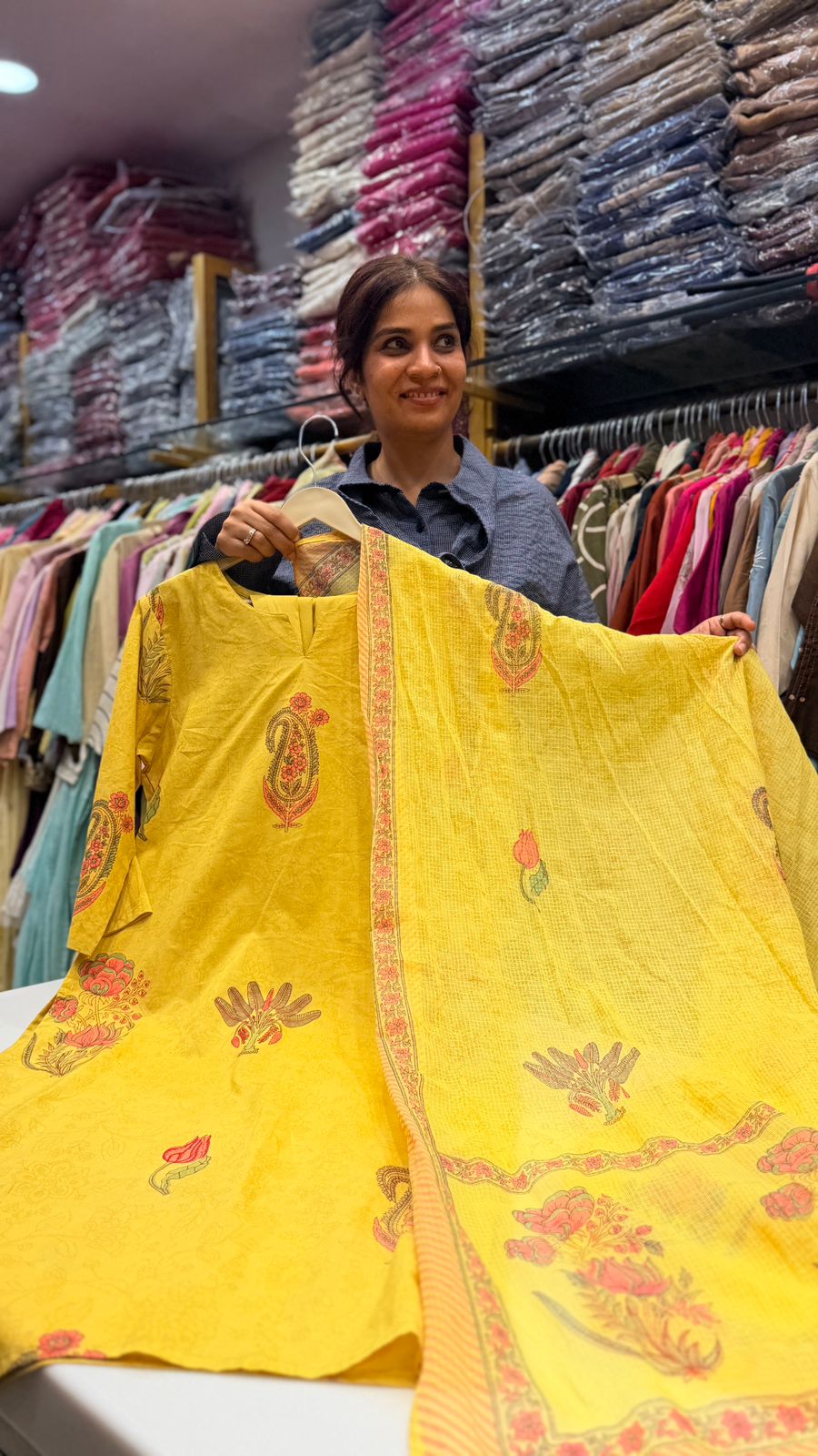 Yellow Mul Paisley Suit Set