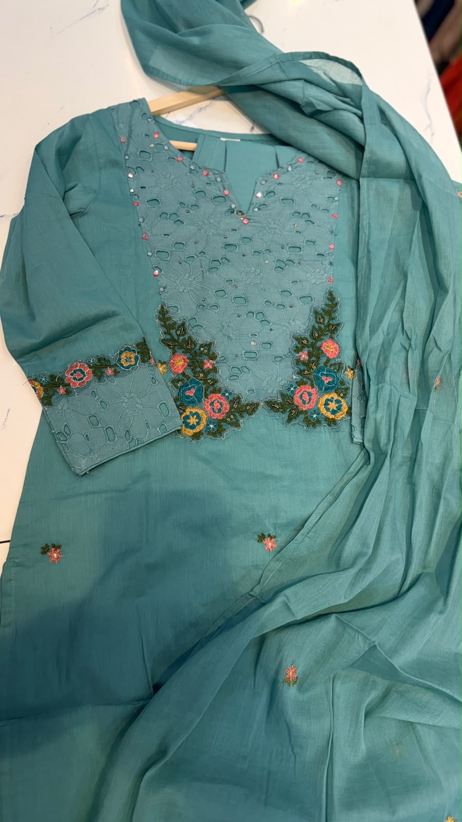 Floral Cutwork Embroidered Suit Set