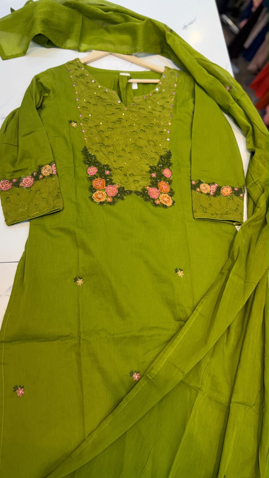 Floral Cutwork Embroidered Suit Set