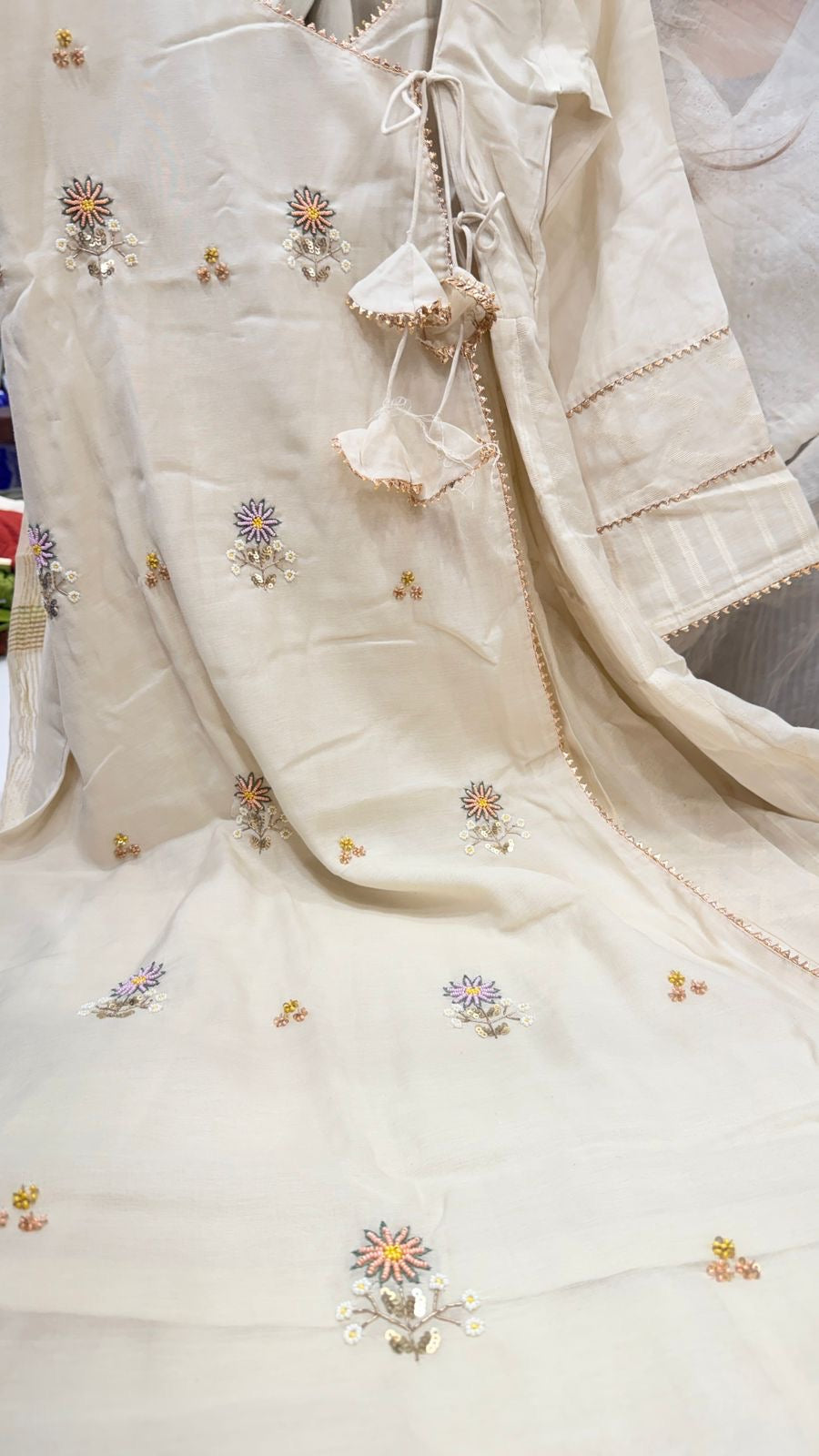 Aafreen Ivory Angarakha Anarkali ~ mul chanderi