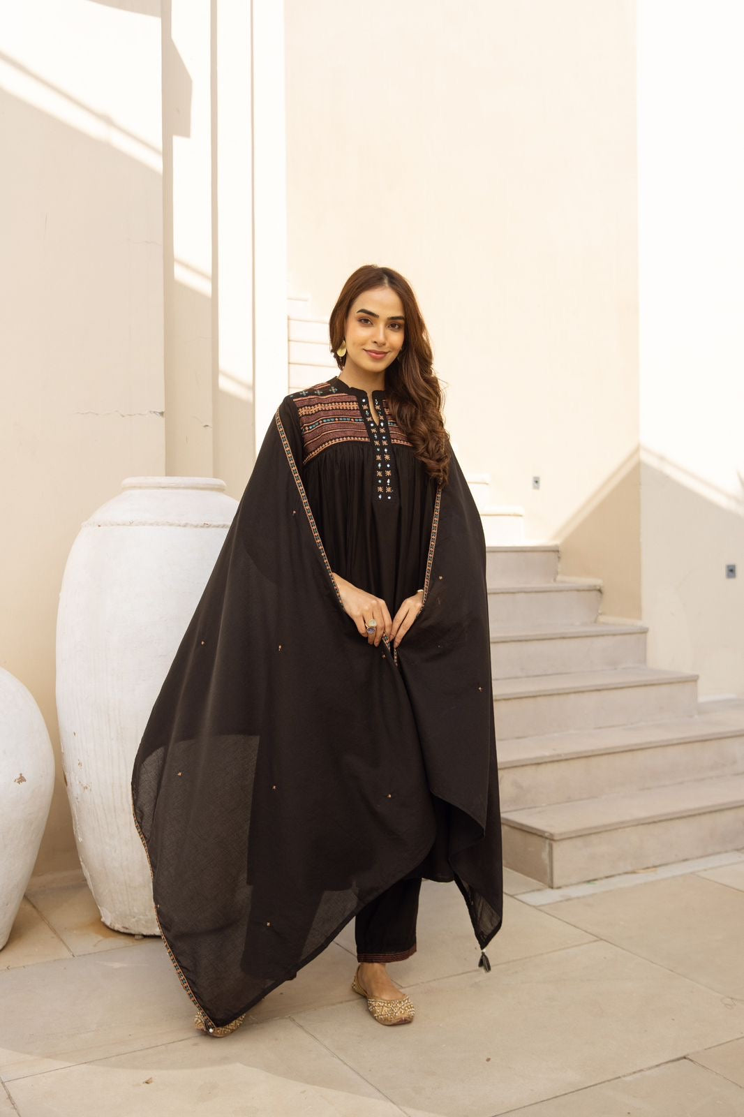 Midnight Zoya Embroidered Suit Set