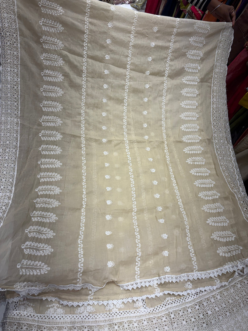 A Fine Balance of Ivory – Chikankari Beige Anarkali ⭐
