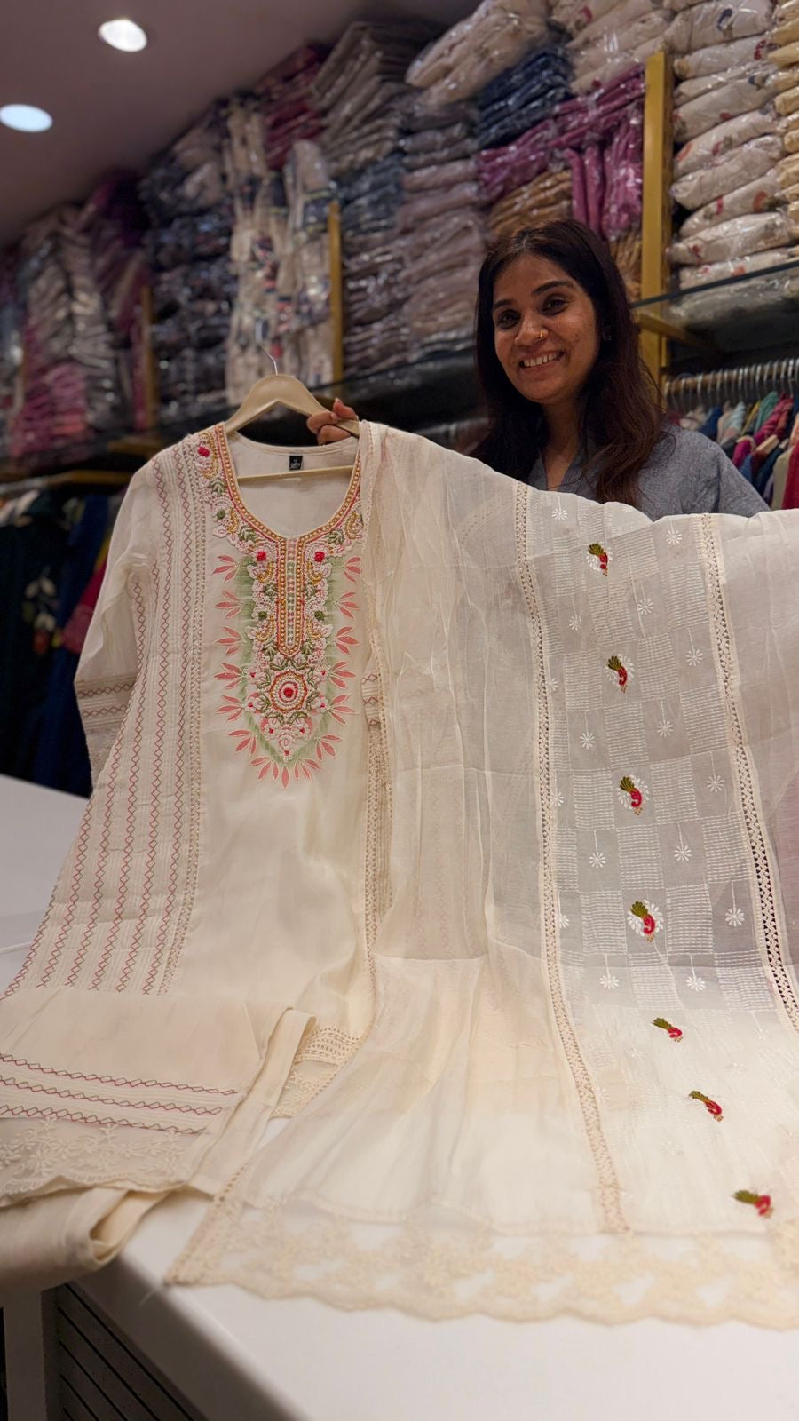 Ivory Bloom Karachi Style Suit Set