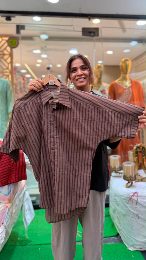 Crimson Current Stripe Cotton Shirt